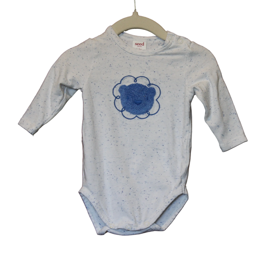 Seed Blue Speckled Bodysuit - Bear Front – Size 0–3m