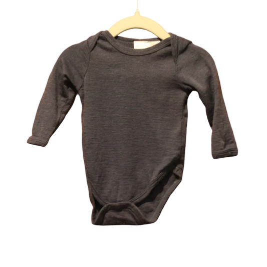 Teeny Weeny Grey Merino Bodysuit – Size 3–6m