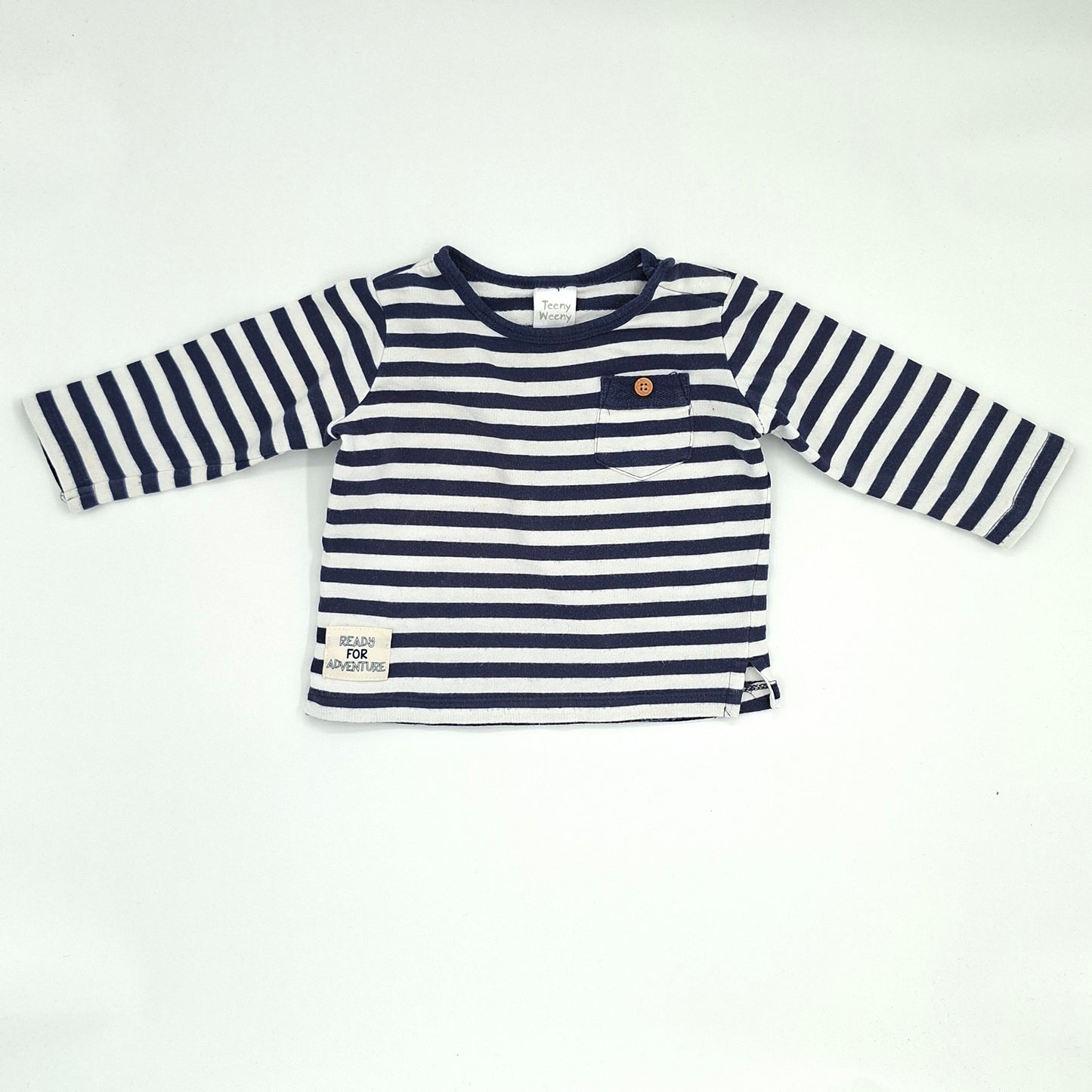 Teeny Weeny Blue & White Stripe Long Sleeve Shirt - 6-12m