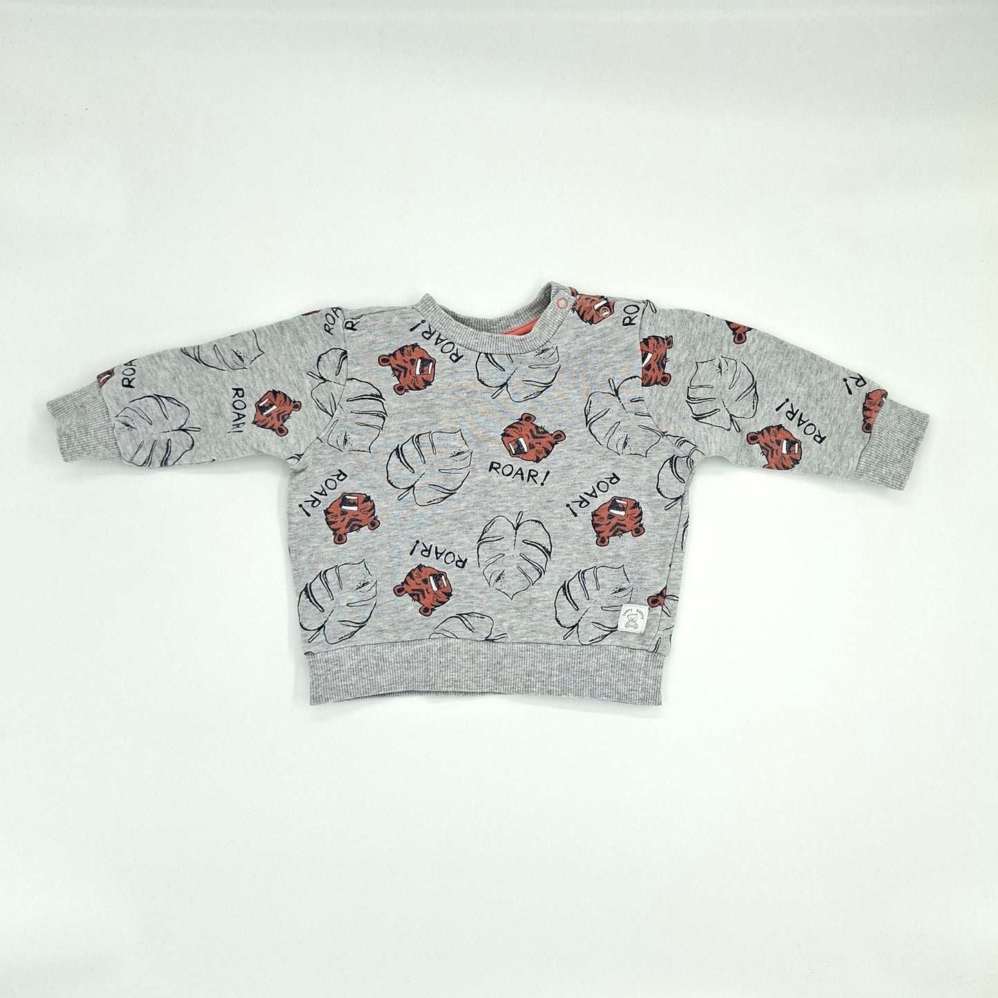 Teeny Weeny Grey "Roar" Sweater - 6-12m