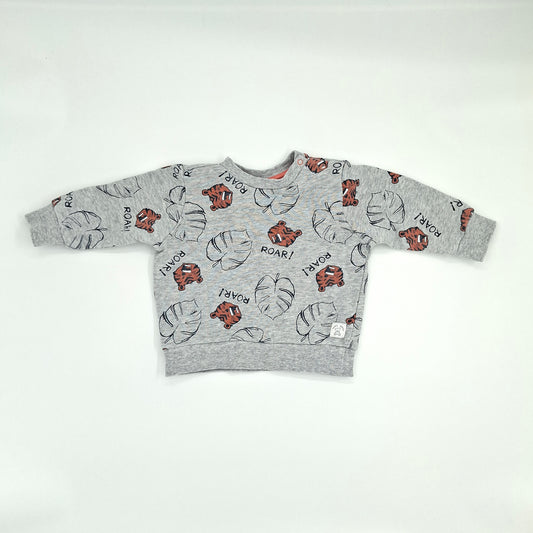 Teeny Weeny Grey "Roar" Sweater - 6-12m