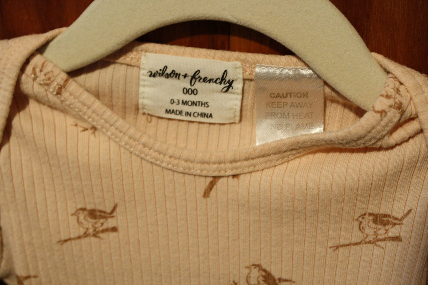 Wilson & Frenchy Pink/Peach Ribbed Long Sleeve Bodysuit – Size 0–3