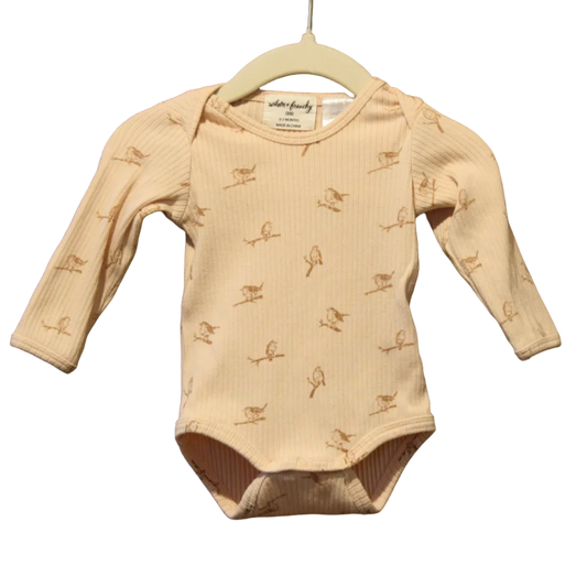Wilson & Frenchy Pink/Peach Ribbed Long Sleeve Bodysuit – Size 0–3