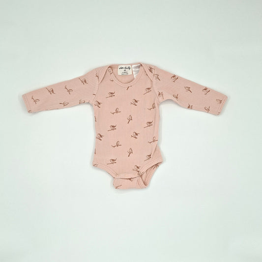 Wilson & Frenchy Pink/Peach Ribbed Long Sleeve Bodysuit – Size 0–3