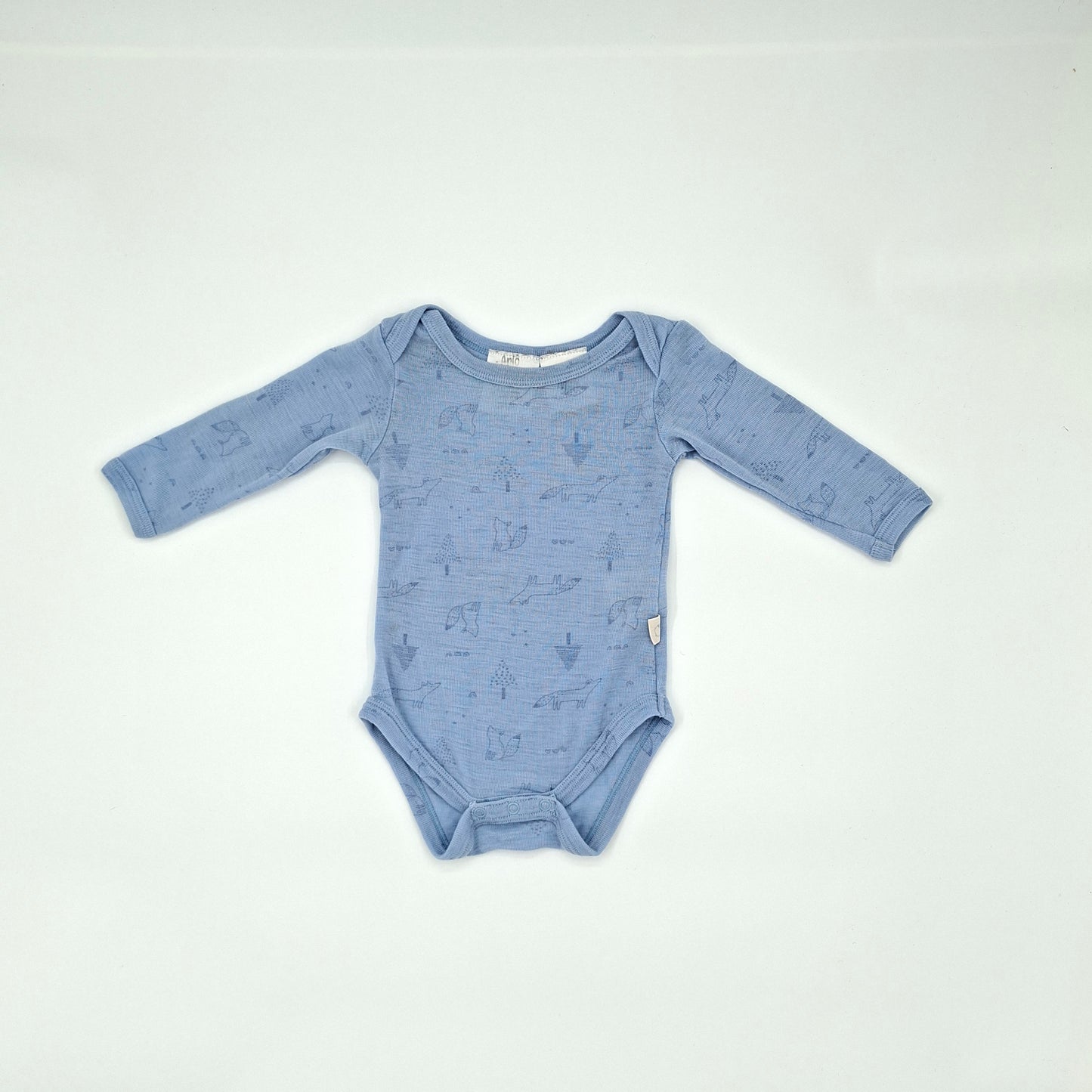 Young Original Blue Merino Long-Sleeve Bodysuit - Size 3-6