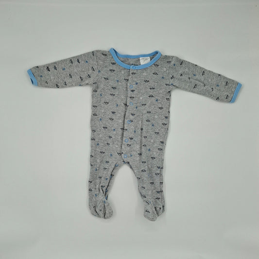 Zeb Cotton Grey Spaceships All-in-One – Size 0–3