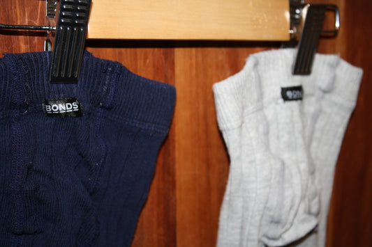 Bonds Blue & Grey Tights – Size NB/0–3