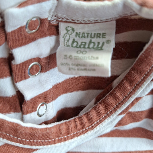 Nature Baby Brown & White Stripe All-In-One -  Size 3- 6