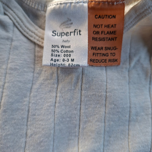 Superfit Cotton/Wool Blend Bodysuit  - Size 0-3m