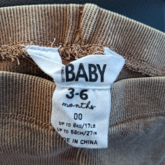 Cotton On Baby Brown Leggings  - Size 3 - 6