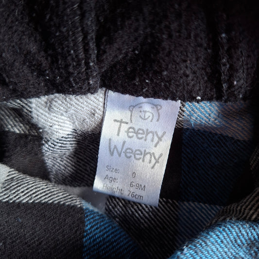 Teeny Weeny Blue Check Hoodie -  Size 6- 9m