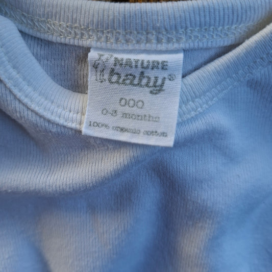 Nature Baby White Long-Sleeve Bodysuit  - Size 0-3