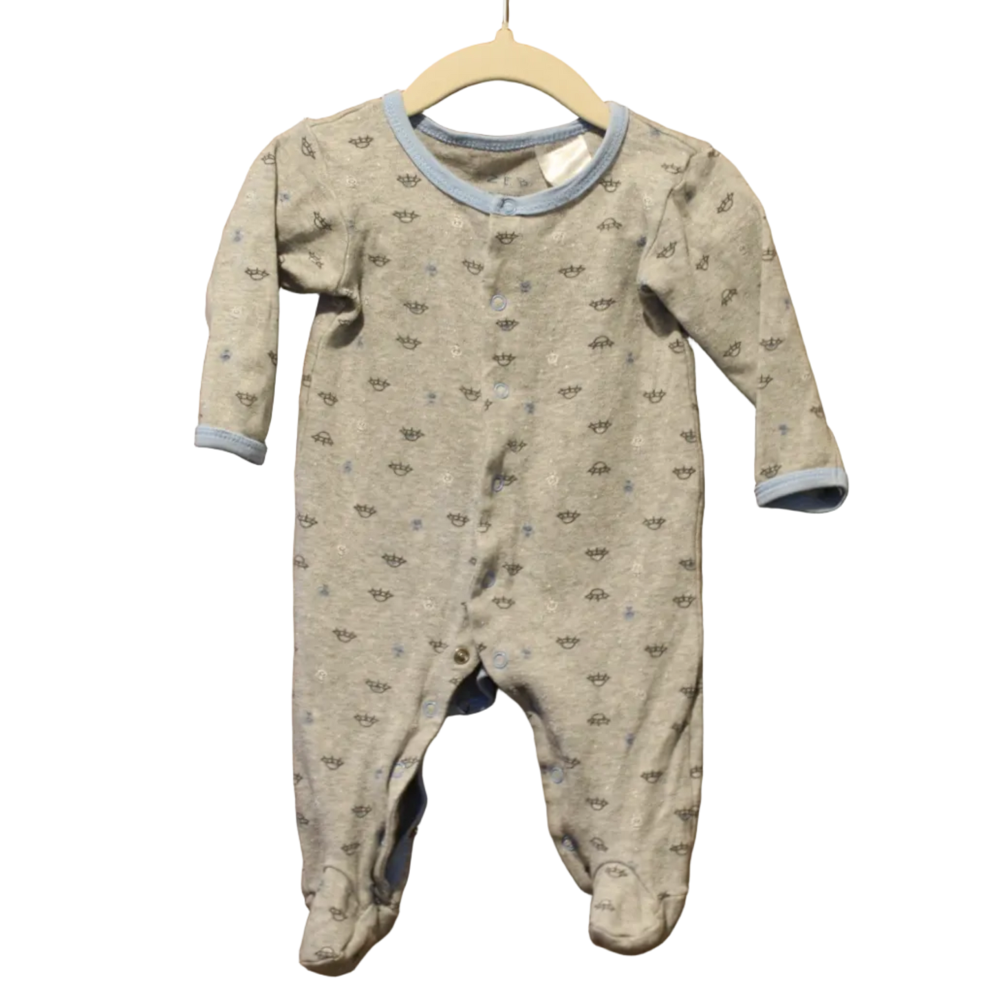 Zeb Cotton Grey Spaceships All-in-One – Size 0–3