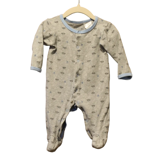 Zeb Cotton Grey Spaceships All-in-One – Size 0–3